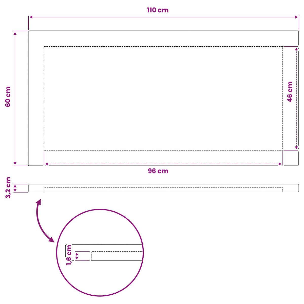 vidaXL Rectangular Table Top 110 x 60 x 3.2 cm Rectangular