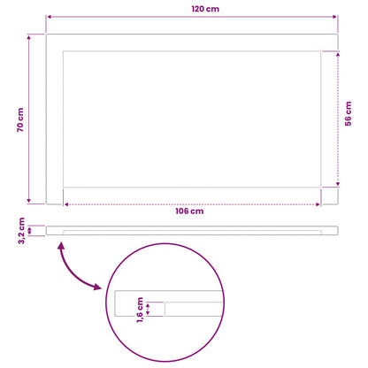 vidaXL Rectangular Table Top 120 x 70 x 3.2 cm Rectangular