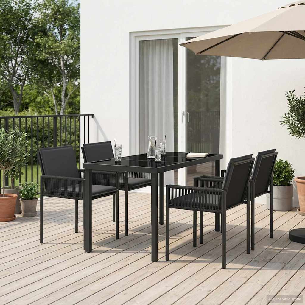 vidaXL Garden Dining Set 13 pcs Black Poly Rattan