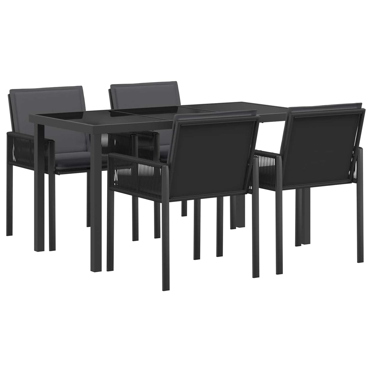 vidaXL Garden Dining Set 13 pcs Black Poly Rattan
