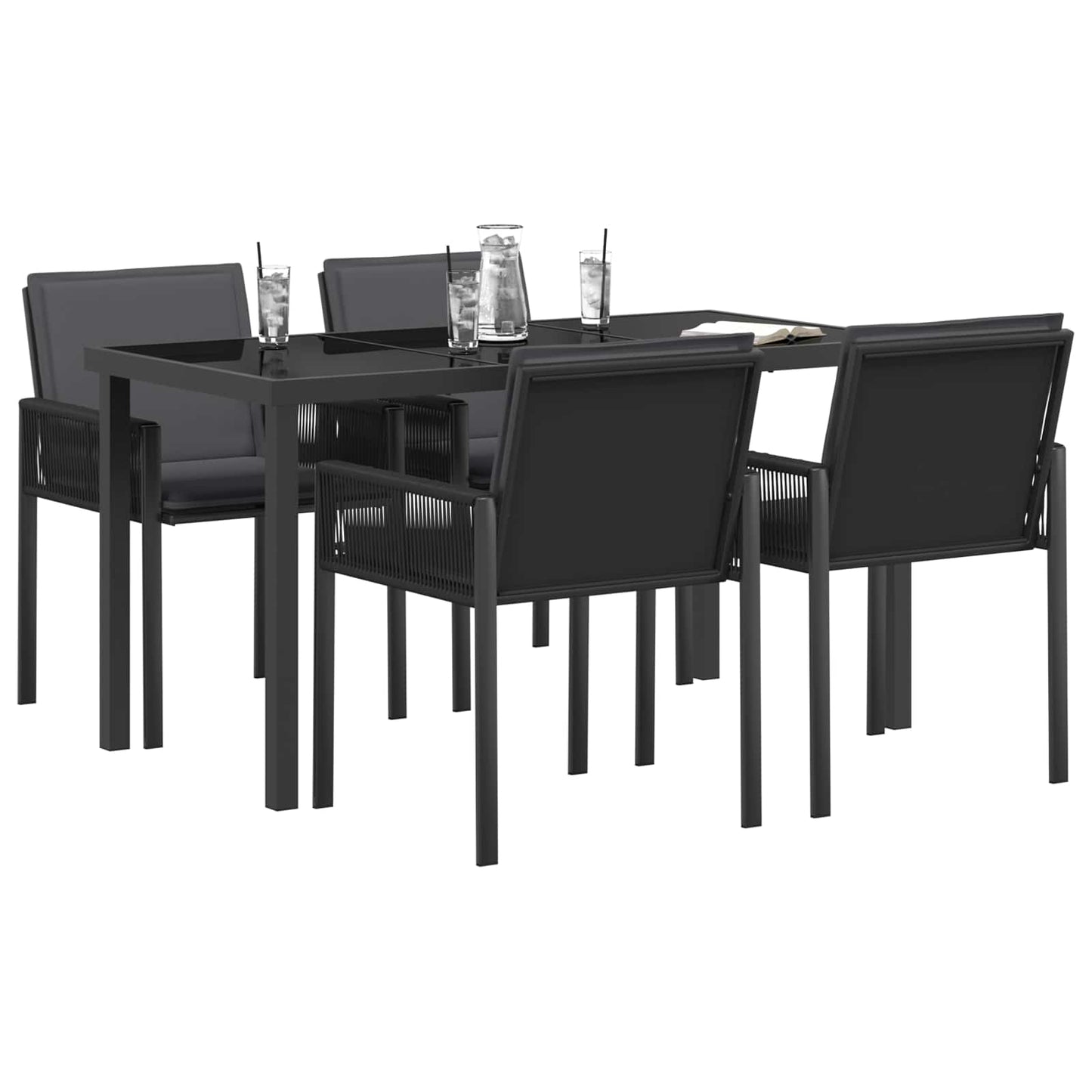 vidaXL Garden Dining Set 13 pcs Black Poly Rattan