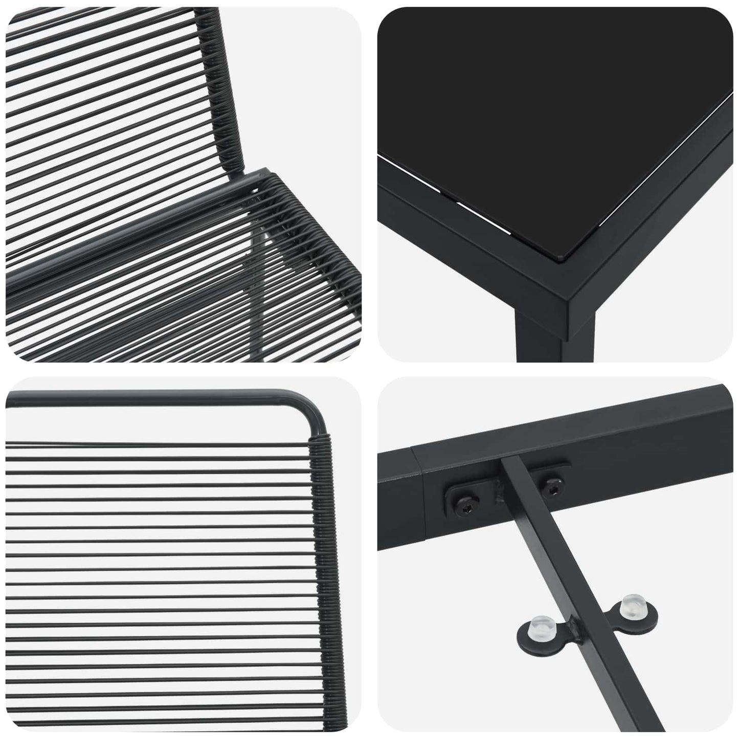vidaXL Garden Set 5 pcs Black Metal and Rattan