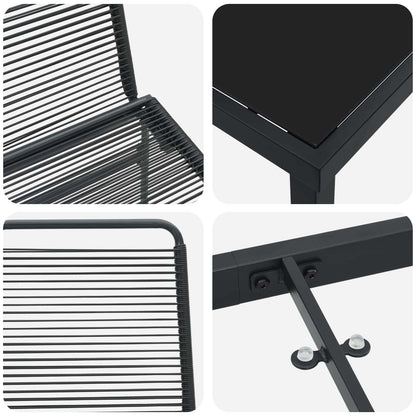 vidaXL Garden Set 5 pcs Black Metal and Rattan