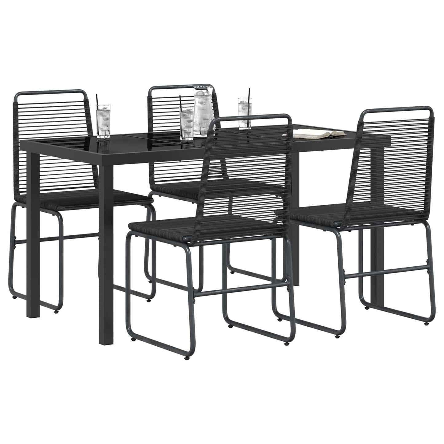 vidaXL Garden Set 5 pcs Black Metal and Rattan