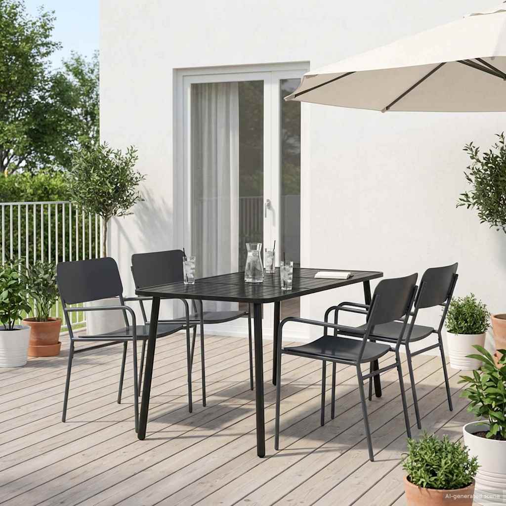 vidaXL Dining Set 5 pcs Anthracite Steel