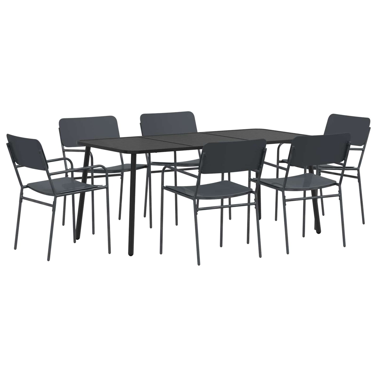 vidaXL Dining Set 7 pcs Anthracite Steel
