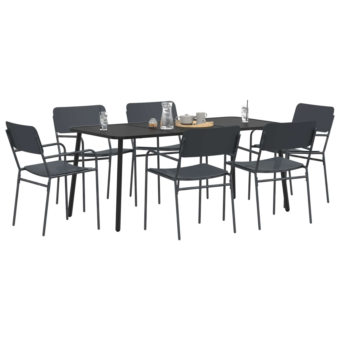vidaXL Dining Set 7 pcs Anthracite Steel