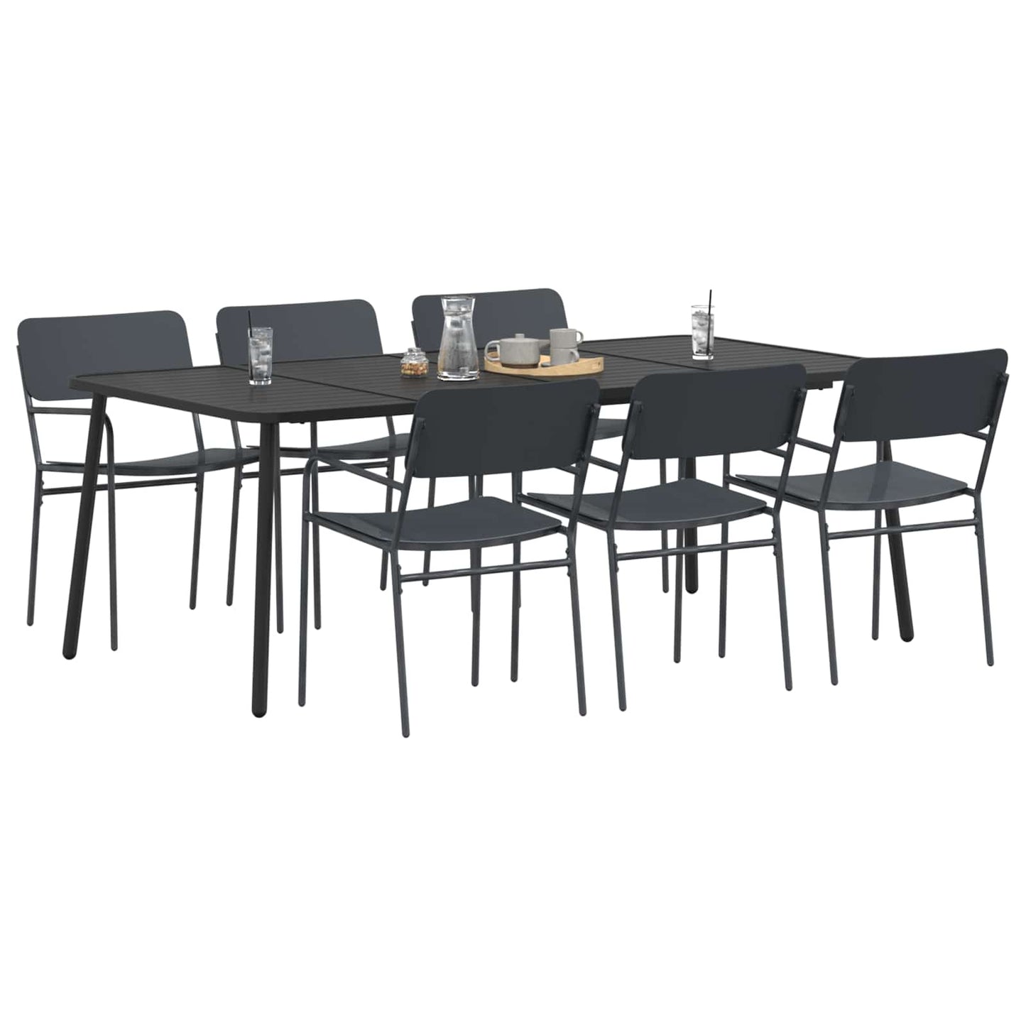vidaXL Dining Set 7 pcs Anthracite Steel