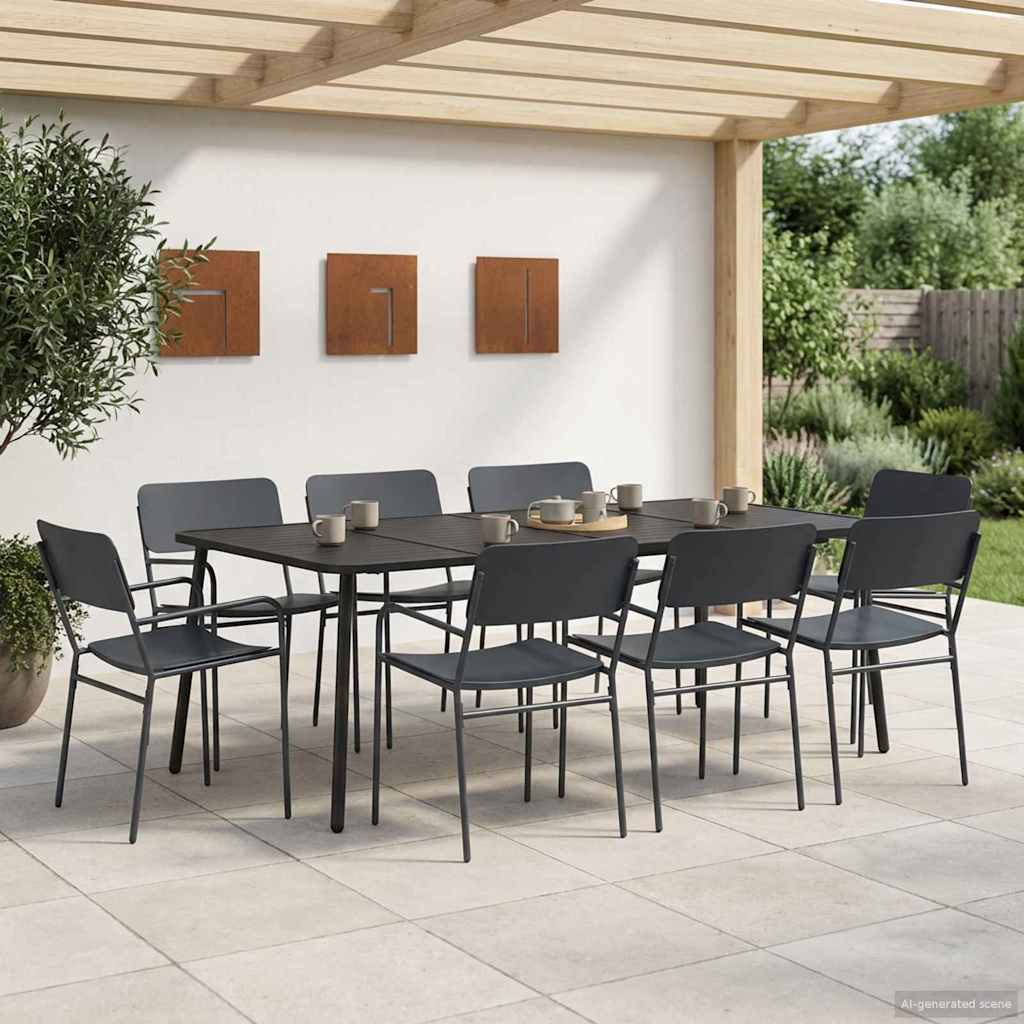 vidaXL Dining Set 9 pcs Anthracite Steel