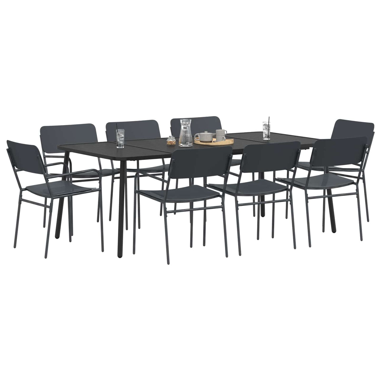 vidaXL Dining Set 9 pcs Anthracite Steel