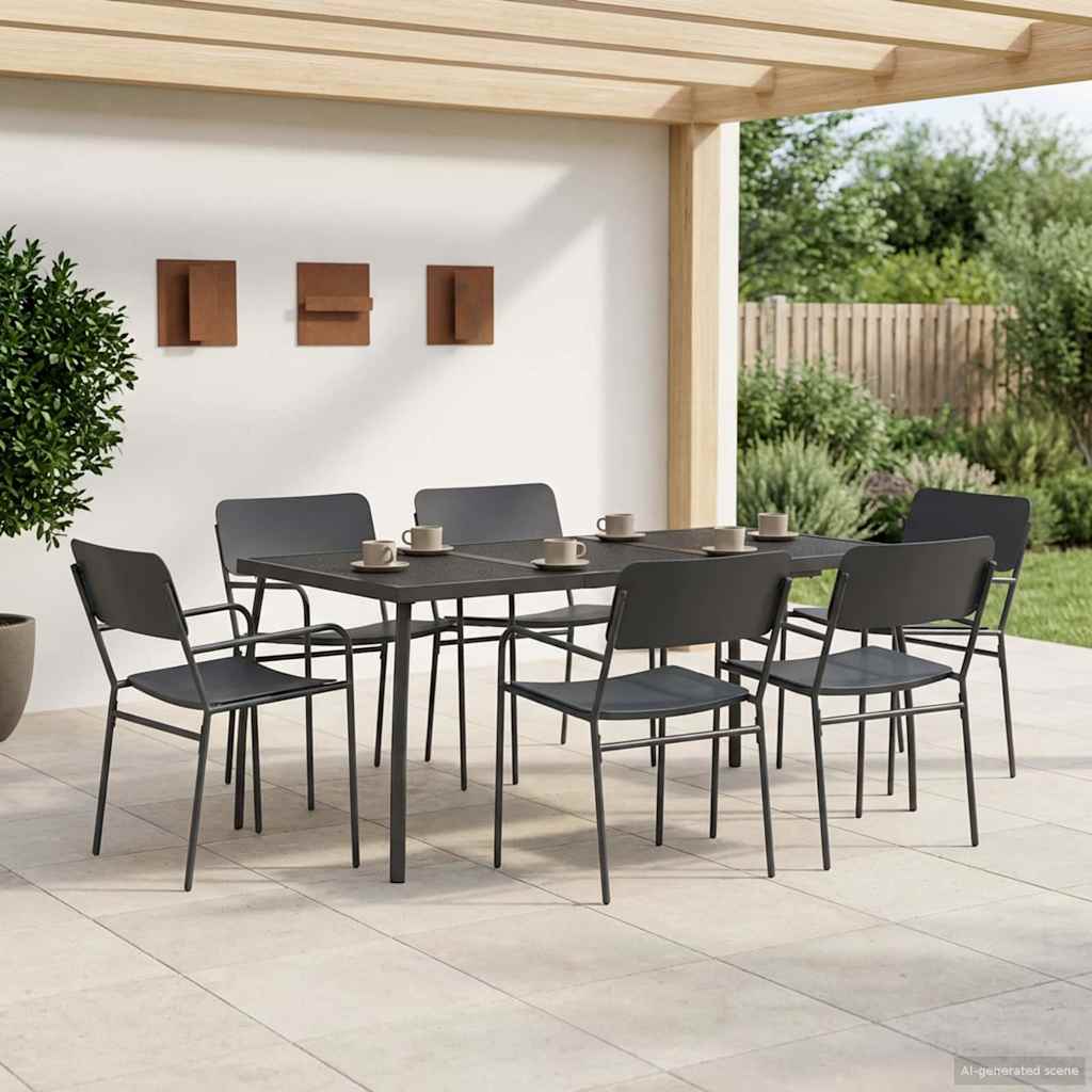 vidaXL Dining Set 7 pcs Anthracite Steel