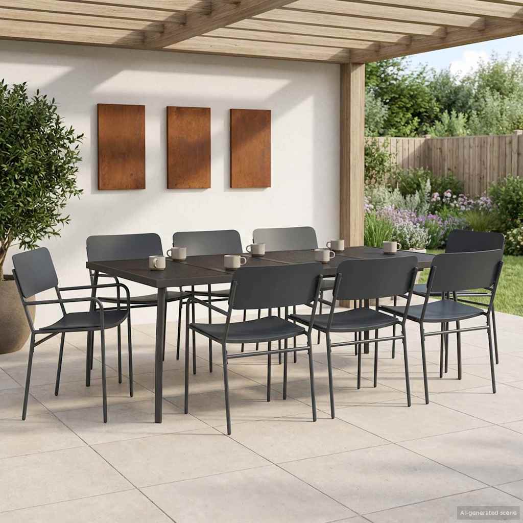vidaXL Dining Set 7 pcs Anthracite Steel