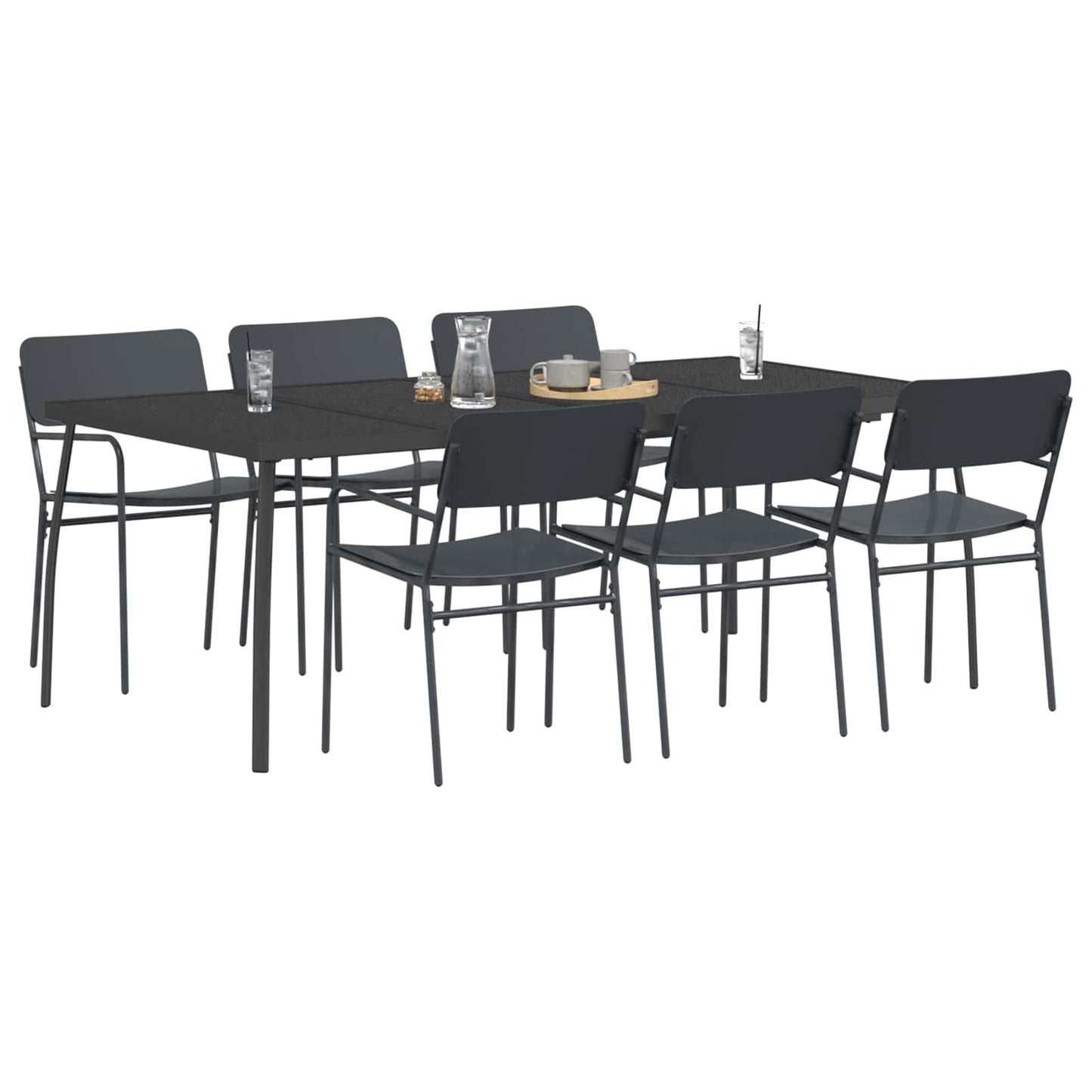 vidaXL Dining Set 7 pcs Anthracite Steel