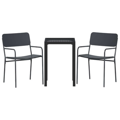 vidaXL Outdoor Furniture Set 3 pcs Anthracite Steel
