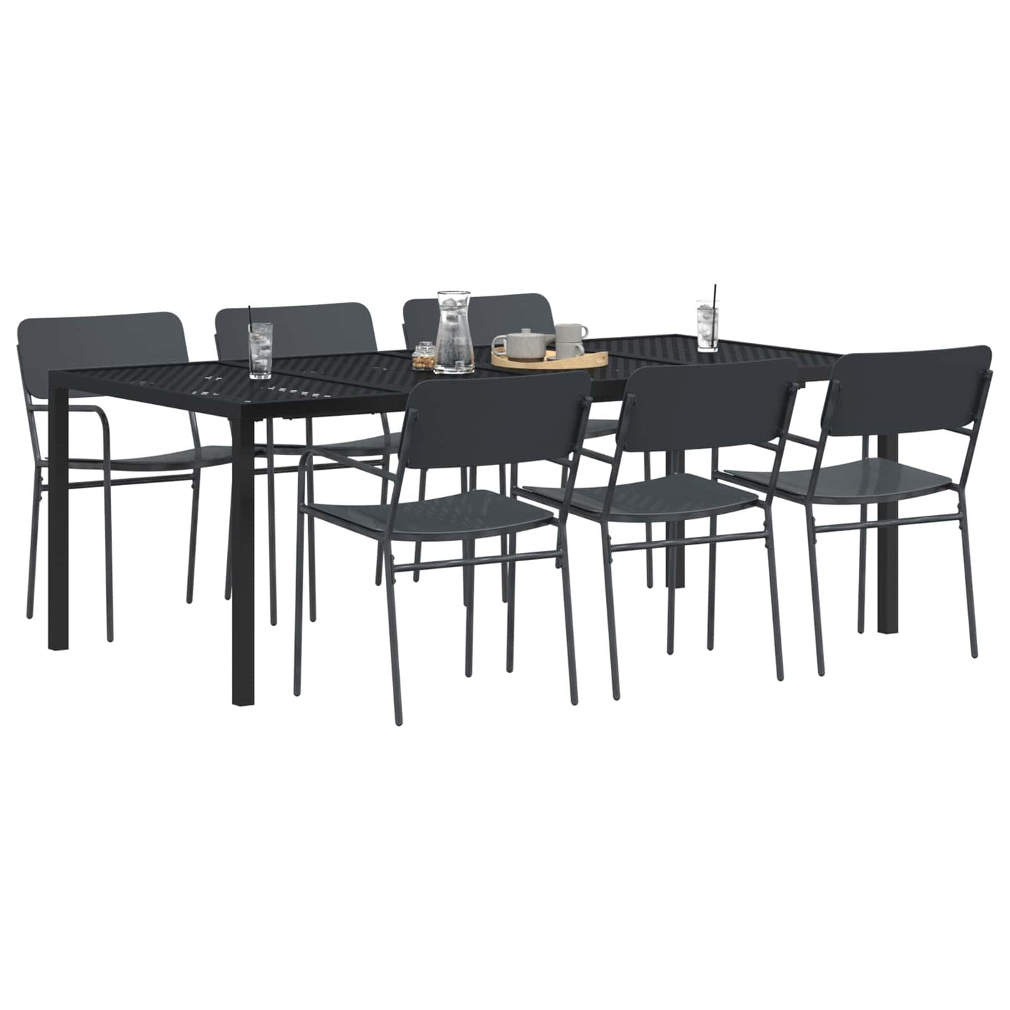 vidaXL Outdoor Furniture Set 7 pcs Anthracite Steel