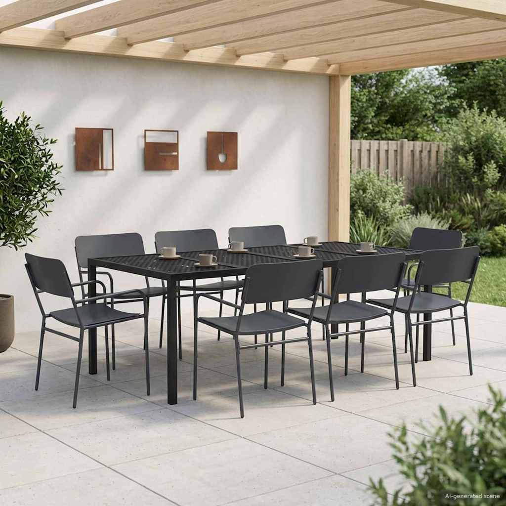 vidaXL Outdoor Furniture Set 9 pcs Anthracite Steel