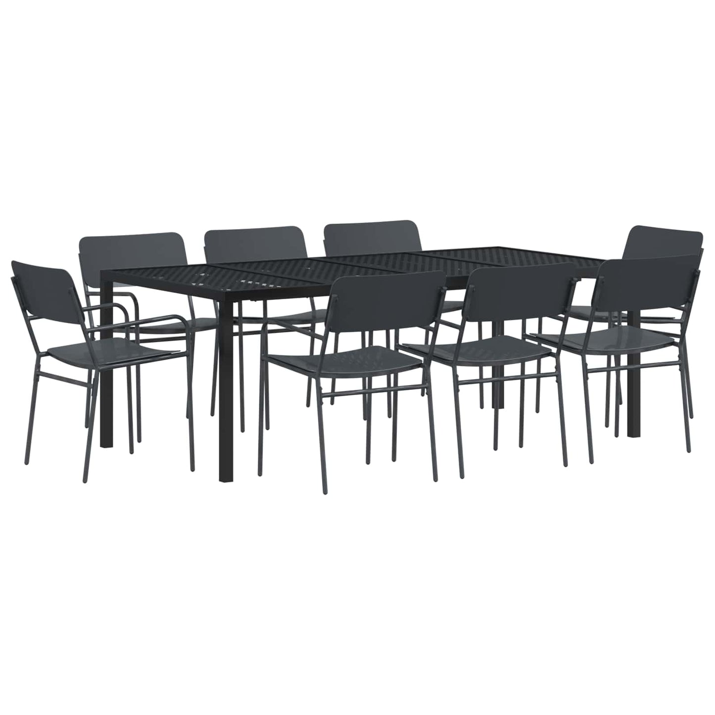 vidaXL Outdoor Furniture Set 9 pcs Anthracite Steel
