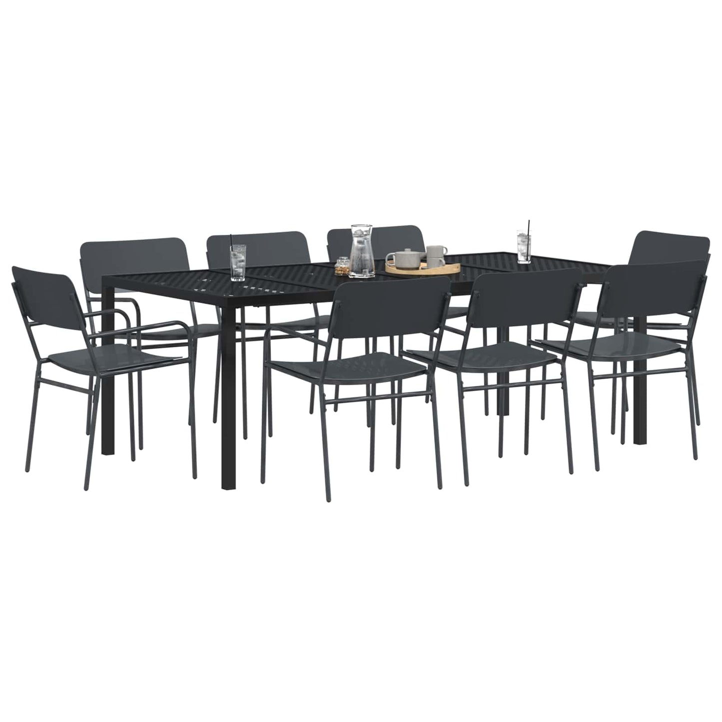 vidaXL Outdoor Furniture Set 9 pcs Anthracite Steel