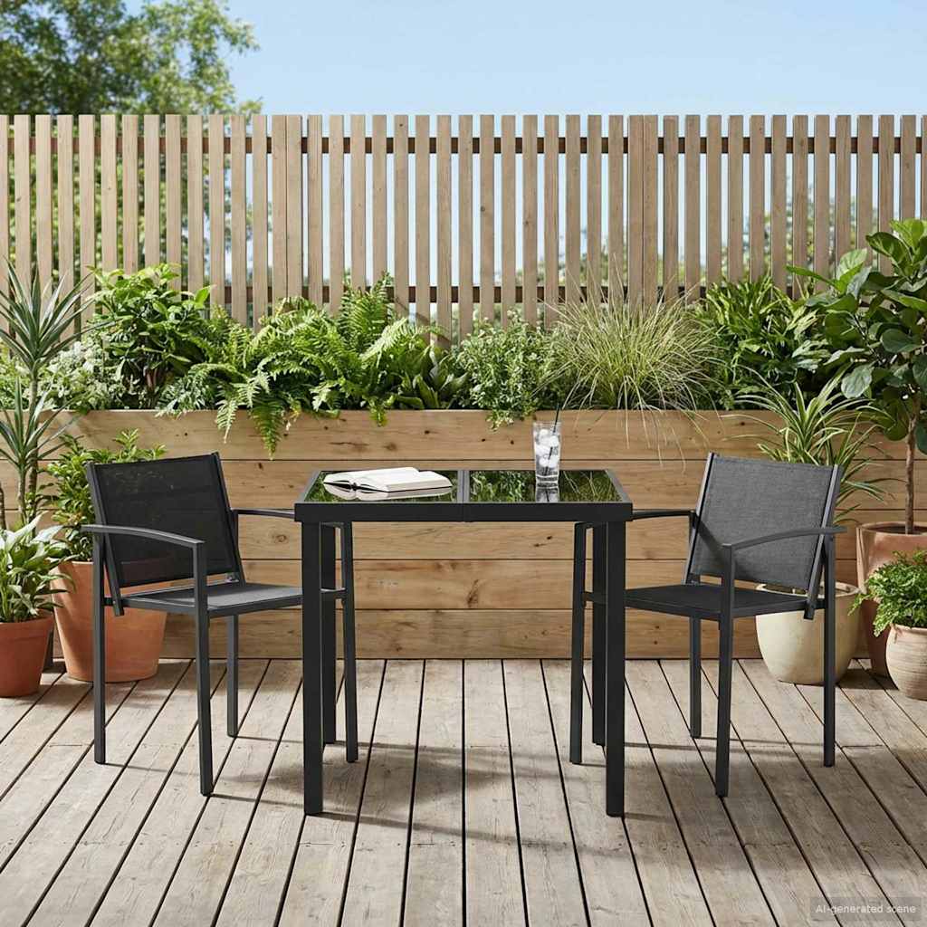 vidaXL Outdoor Furniture Set 3 pcs Black and Anthracite Textilene