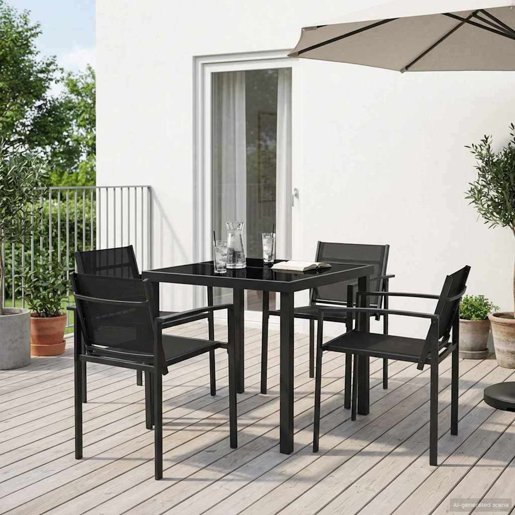 vidaXL Outdoor Furniture Set 5 pcs Black and Anthracite Textilene
