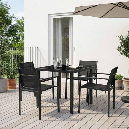 vidaXL Outdoor Furniture Set 5 pcs Black and Anthracite Textilene