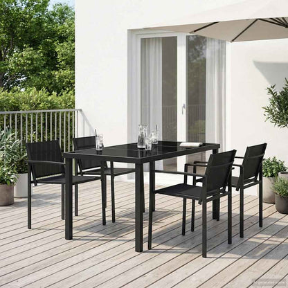 vidaXL Outdoor Furniture Set 5 pcs Black and Anthracite Textilene