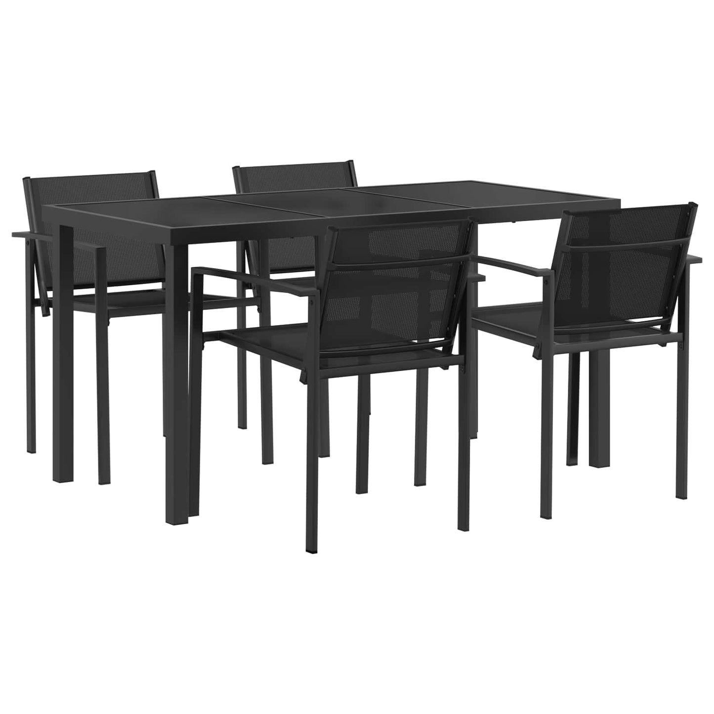 vidaXL Outdoor Furniture Set 5 pcs Black and Anthracite Textilene