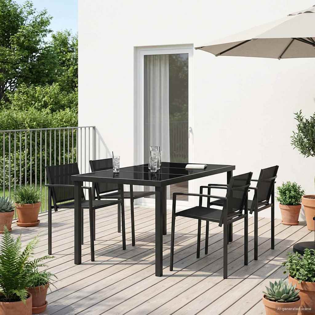 vidaXL Outdoor Furniture Set 5 pcs Black and Anthracite Textilene