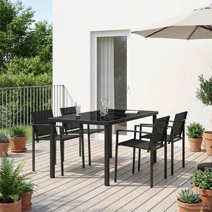vidaXL Outdoor Furniture Set 5 pcs Black and Anthracite Textilene