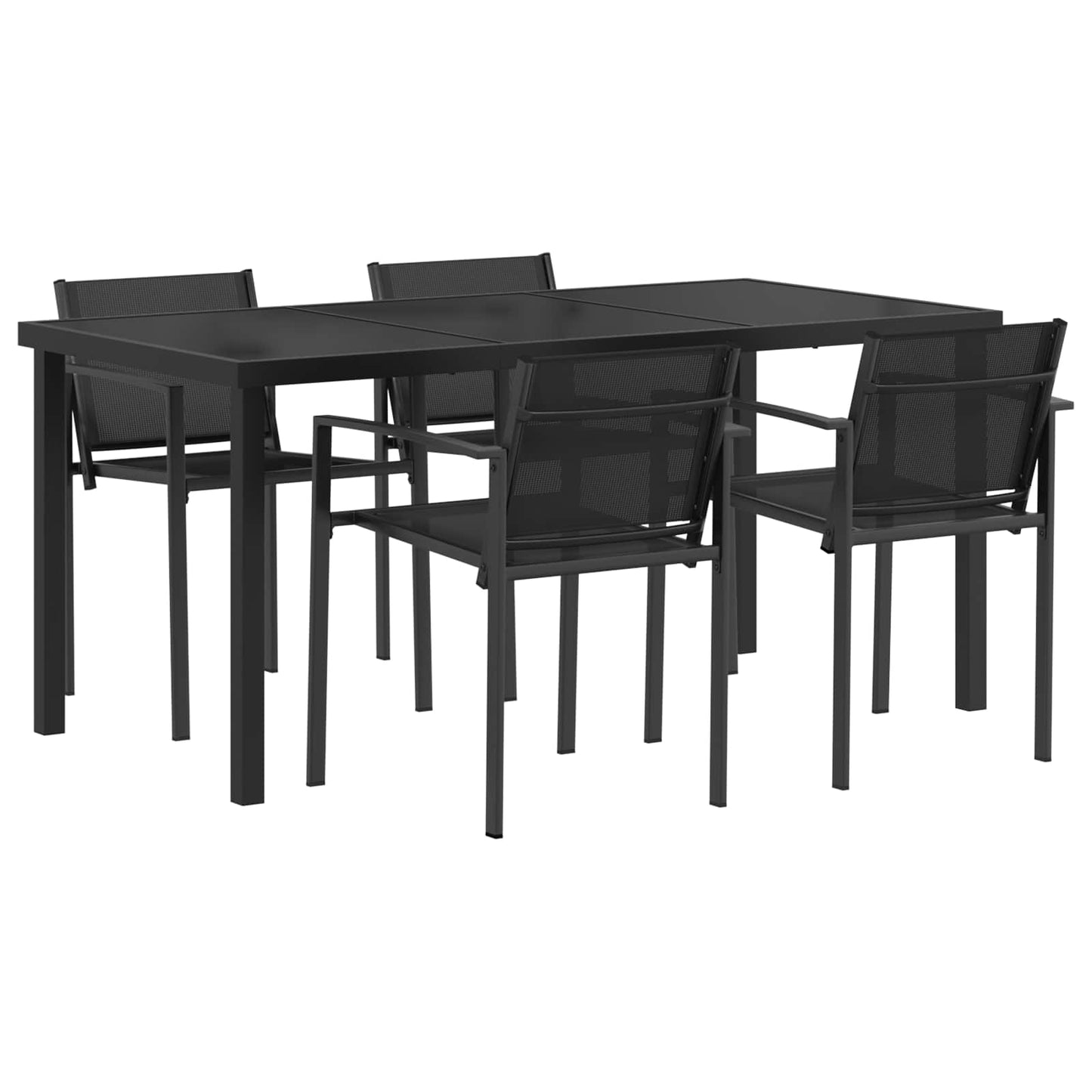 vidaXL Outdoor Furniture Set 5 pcs Black and Anthracite Textilene