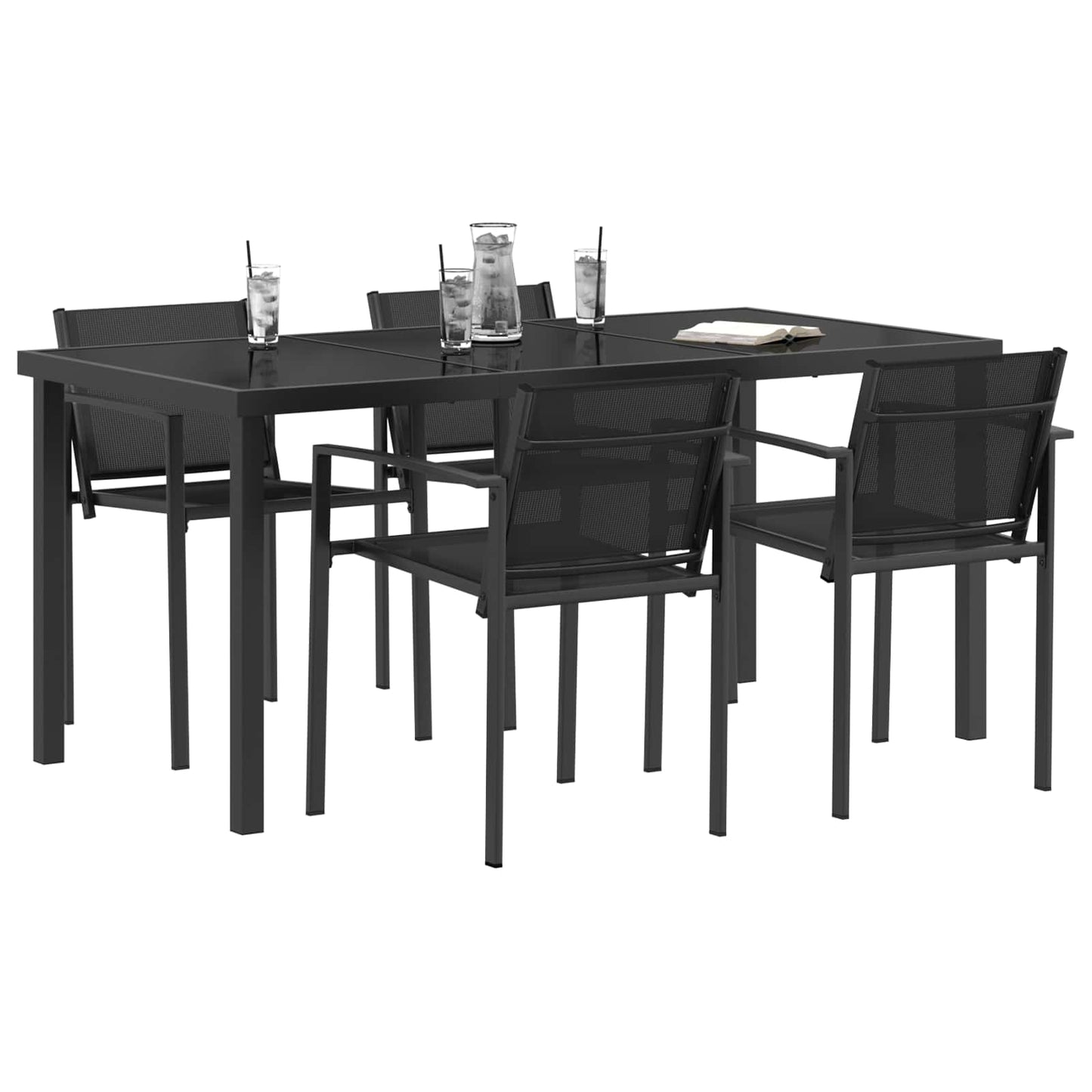 vidaXL Outdoor Furniture Set 5 pcs Black and Anthracite Textilene
