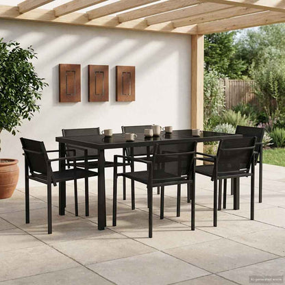 vidaXL Outdoor Furniture Set 7 pcs Black and Anthracite Textilene