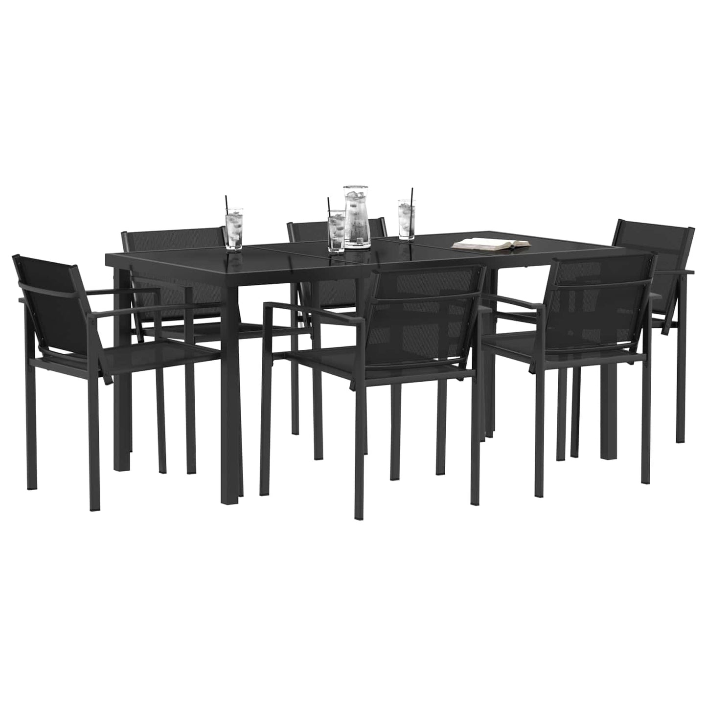 vidaXL Outdoor Furniture Set 7 pcs Black and Anthracite Textilene