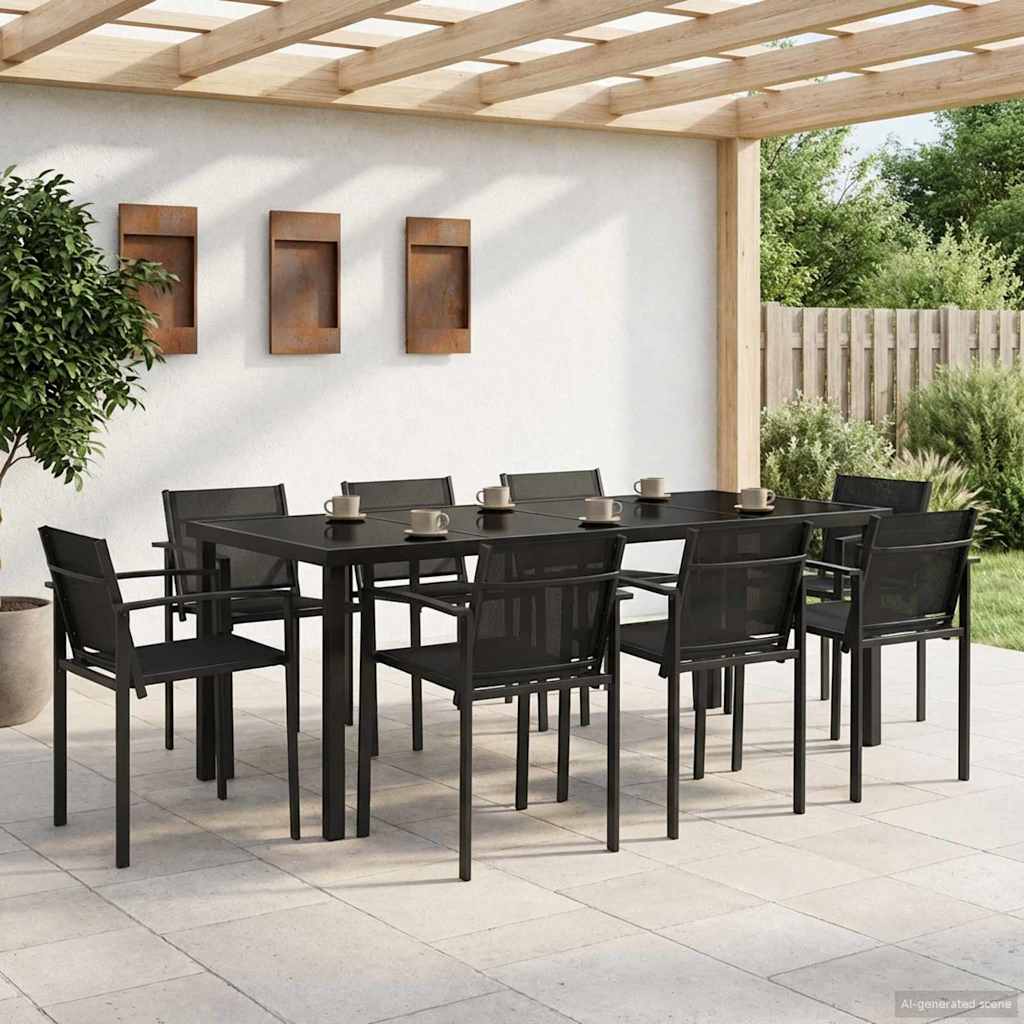 vidaXL Outdoor Furniture Set 7 pcs Black and Anthracite Textilene
