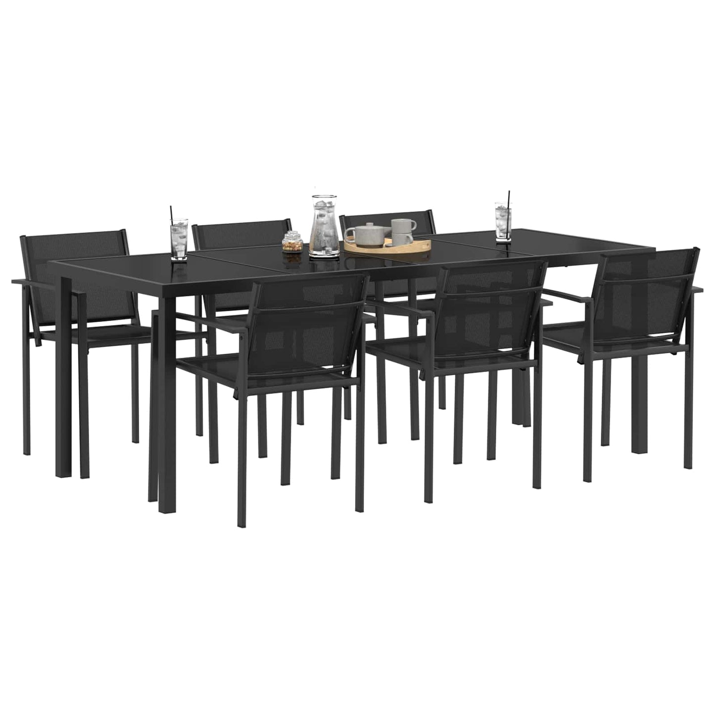 vidaXL Outdoor Furniture Set 7 pcs Black and Anthracite Textilene