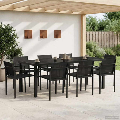 vidaXL Outdoor Furniture Set 9 pcs Black and Anthracite Textilene