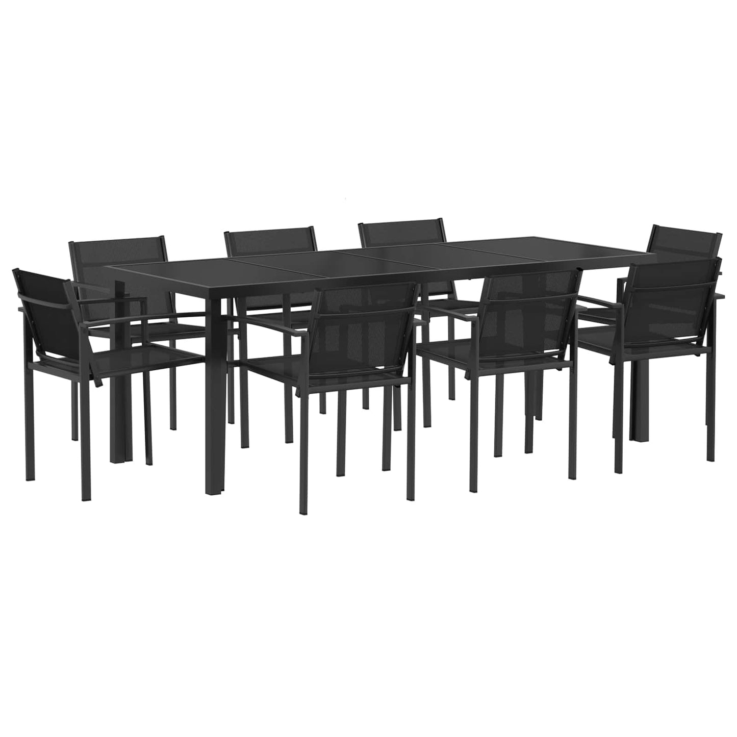 vidaXL Outdoor Furniture Set 9 pcs Black and Anthracite Textilene