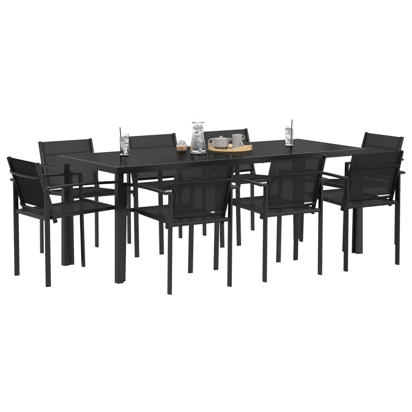 vidaXL Outdoor Furniture Set 9 pcs Black and Anthracite Textilene