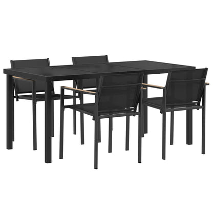 vidaXL Outdoor Furniture Set 5 pcs Black and Anthracite Textilene