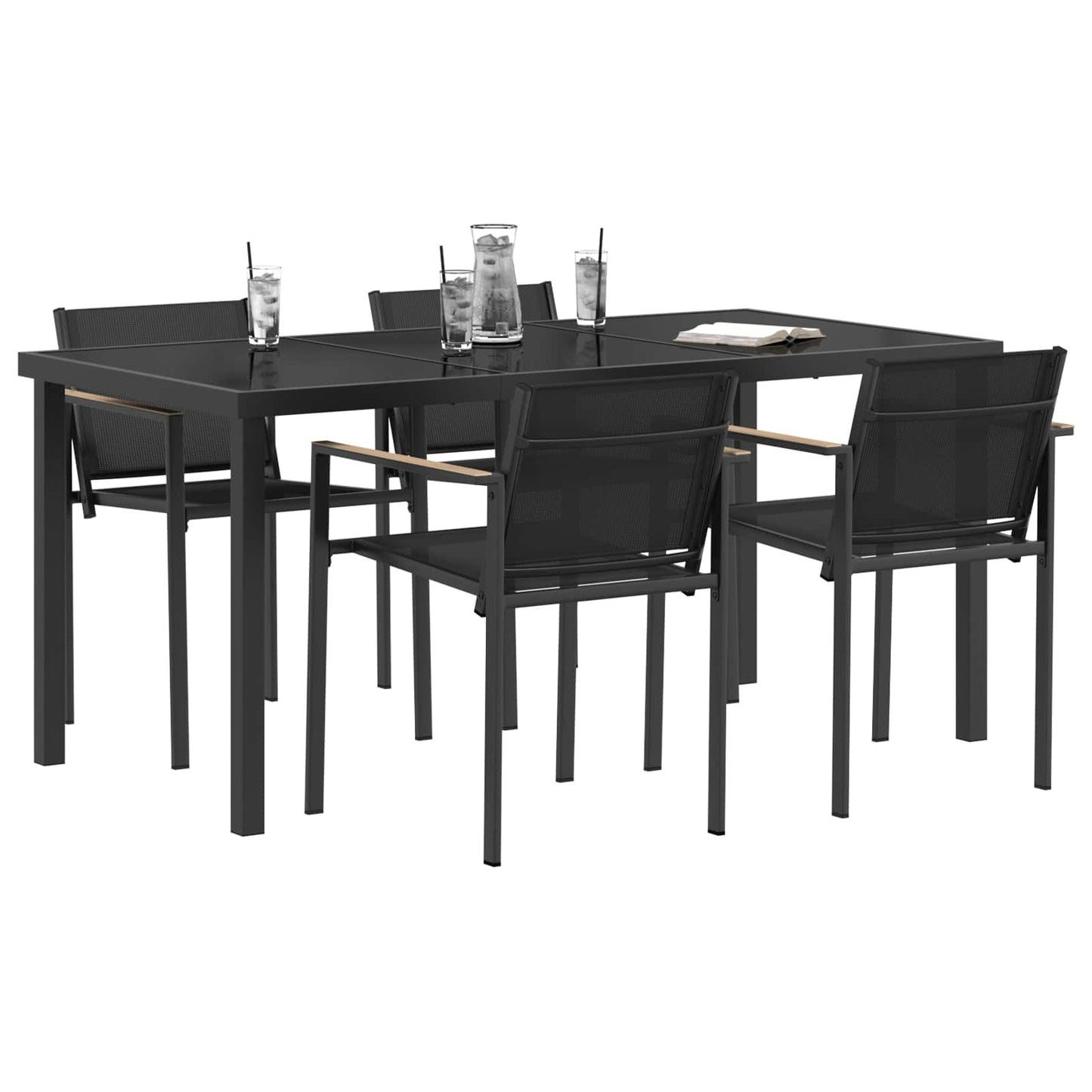 vidaXL Outdoor Furniture Set 5 pcs Black and Anthracite Textilene