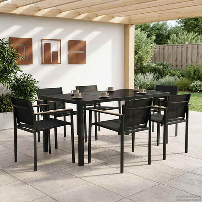vidaXL Outdoor Furniture Set 7 pcs Black and Anthracite Textilene