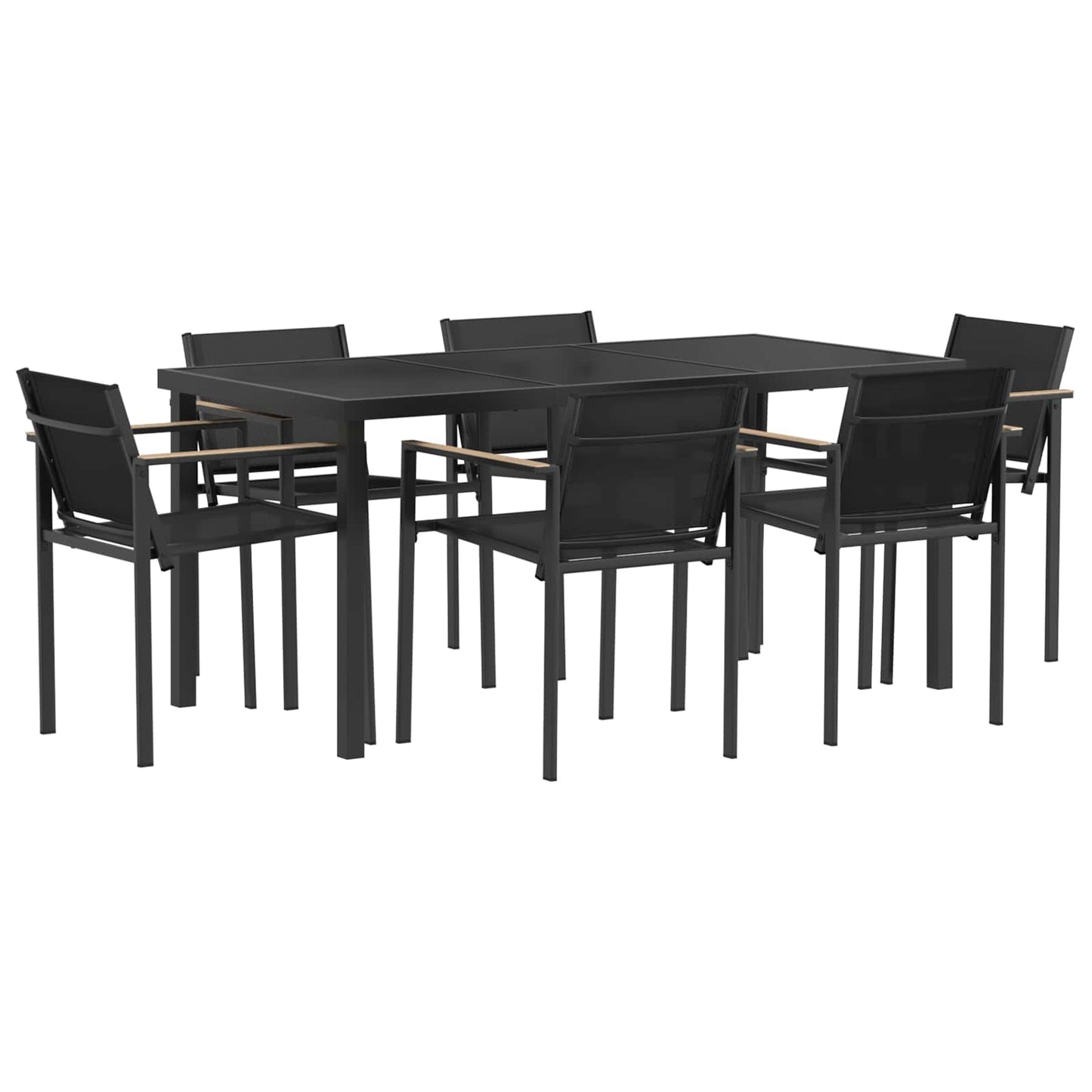 vidaXL Outdoor Furniture Set 7 pcs Black and Anthracite Textilene