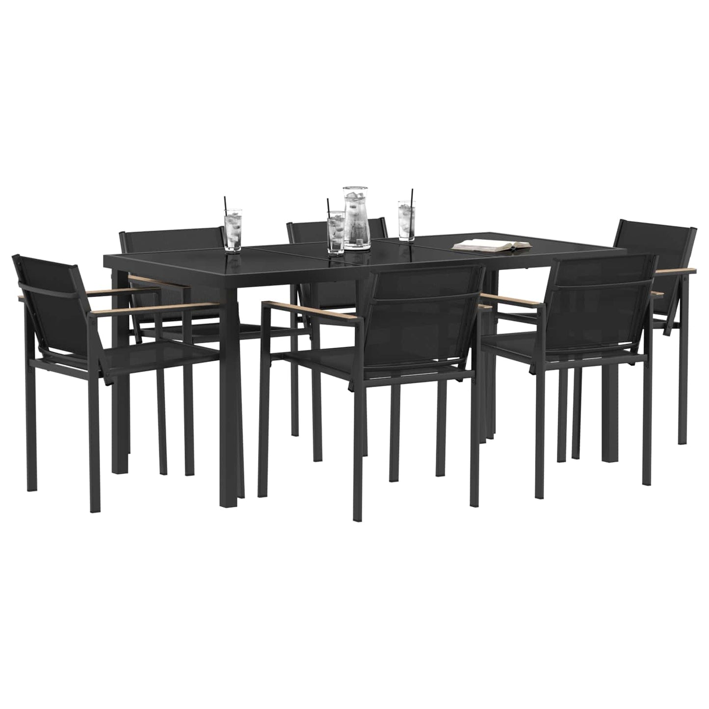 vidaXL Outdoor Furniture Set 7 pcs Black and Anthracite Textilene