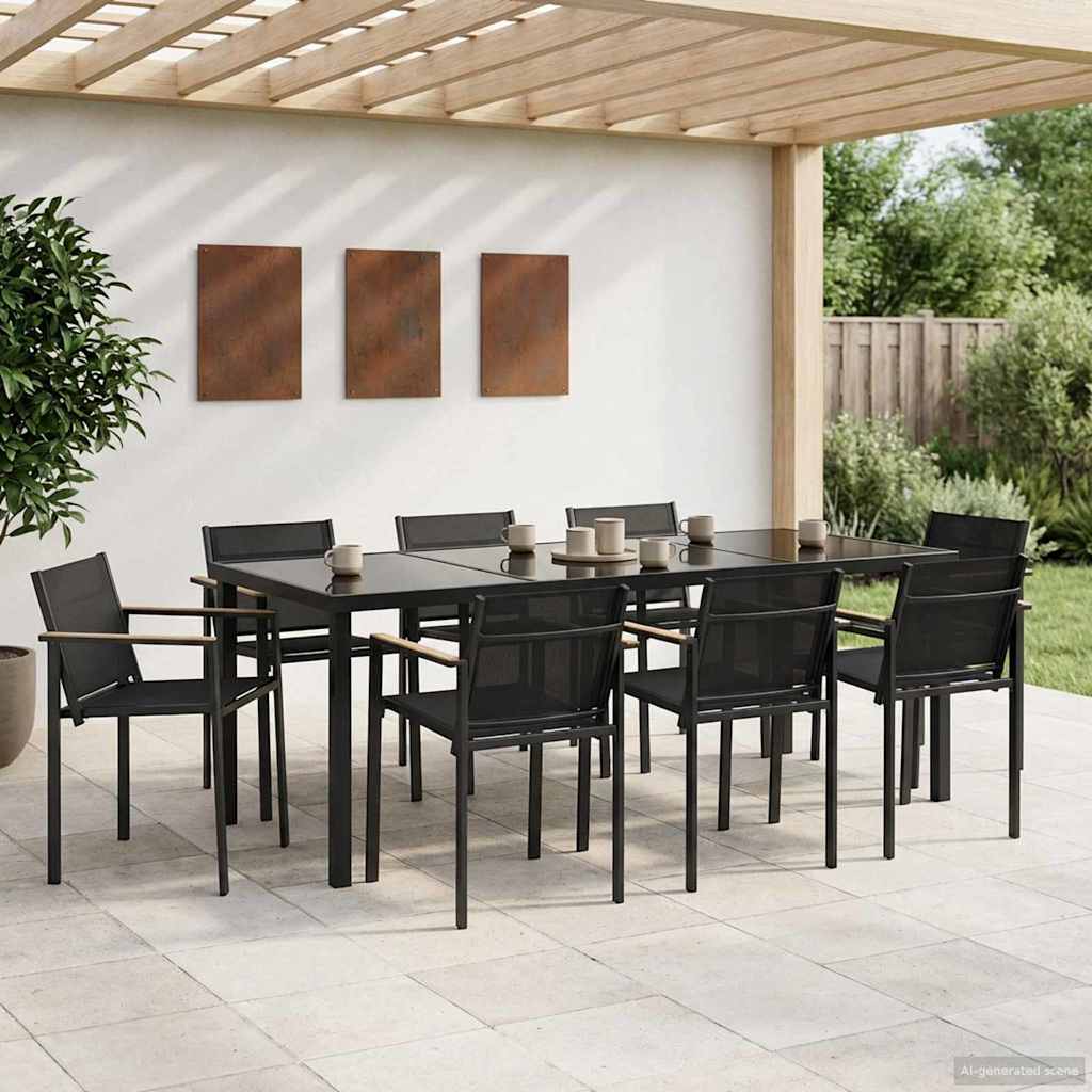 vidaXL Outdoor Furniture Set 7 pcs Black and Anthracite Textilene