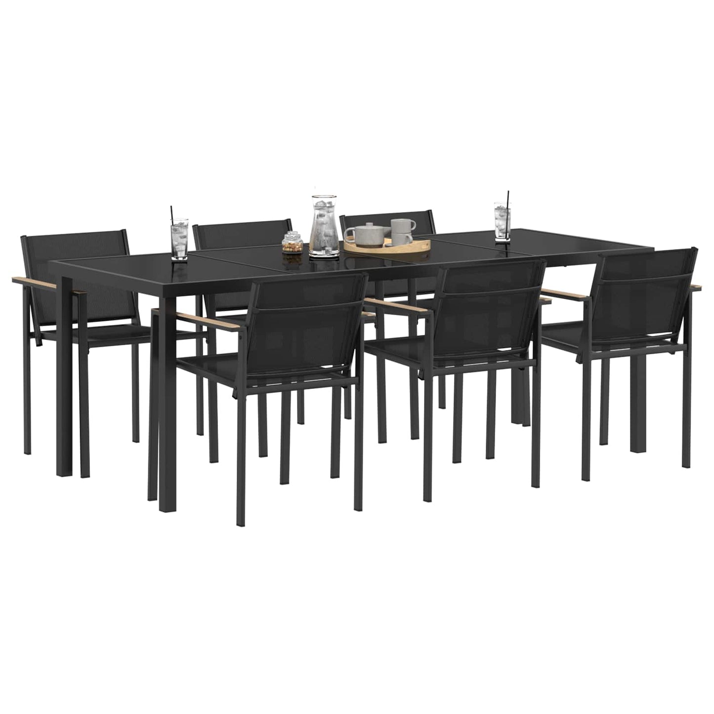 vidaXL Outdoor Furniture Set 7 pcs Black and Anthracite Textilene