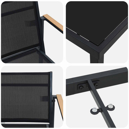 vidaXL Outdoor Furniture Set 9 pcs Black and Anthracite Textilene