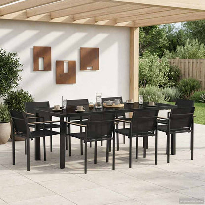 vidaXL Outdoor Furniture Set 9 pcs Black and Anthracite Textilene