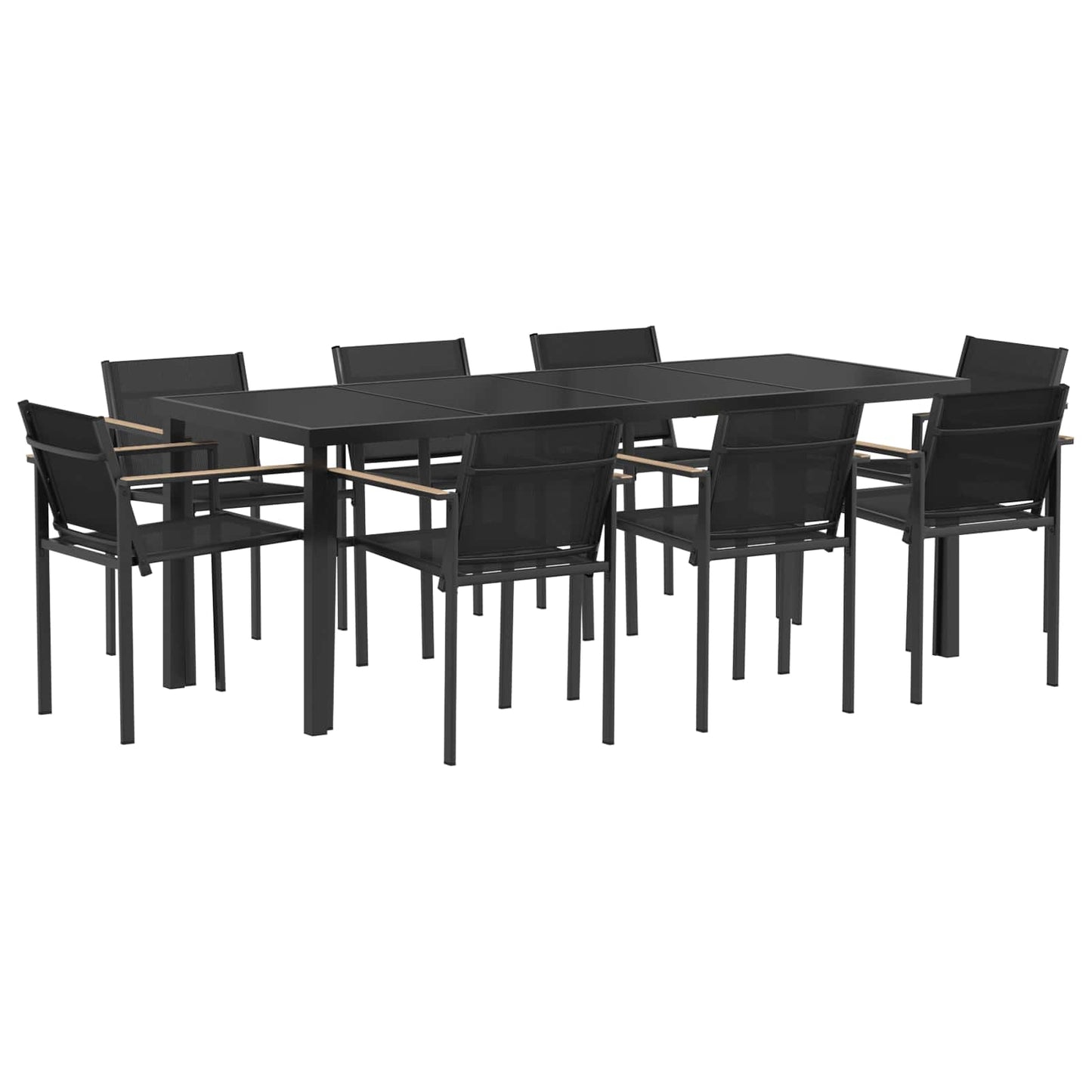 vidaXL Outdoor Furniture Set 9 pcs Black and Anthracite Textilene