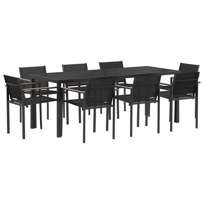 vidaXL Outdoor Furniture Set 9 pcs Black and Anthracite Textilene