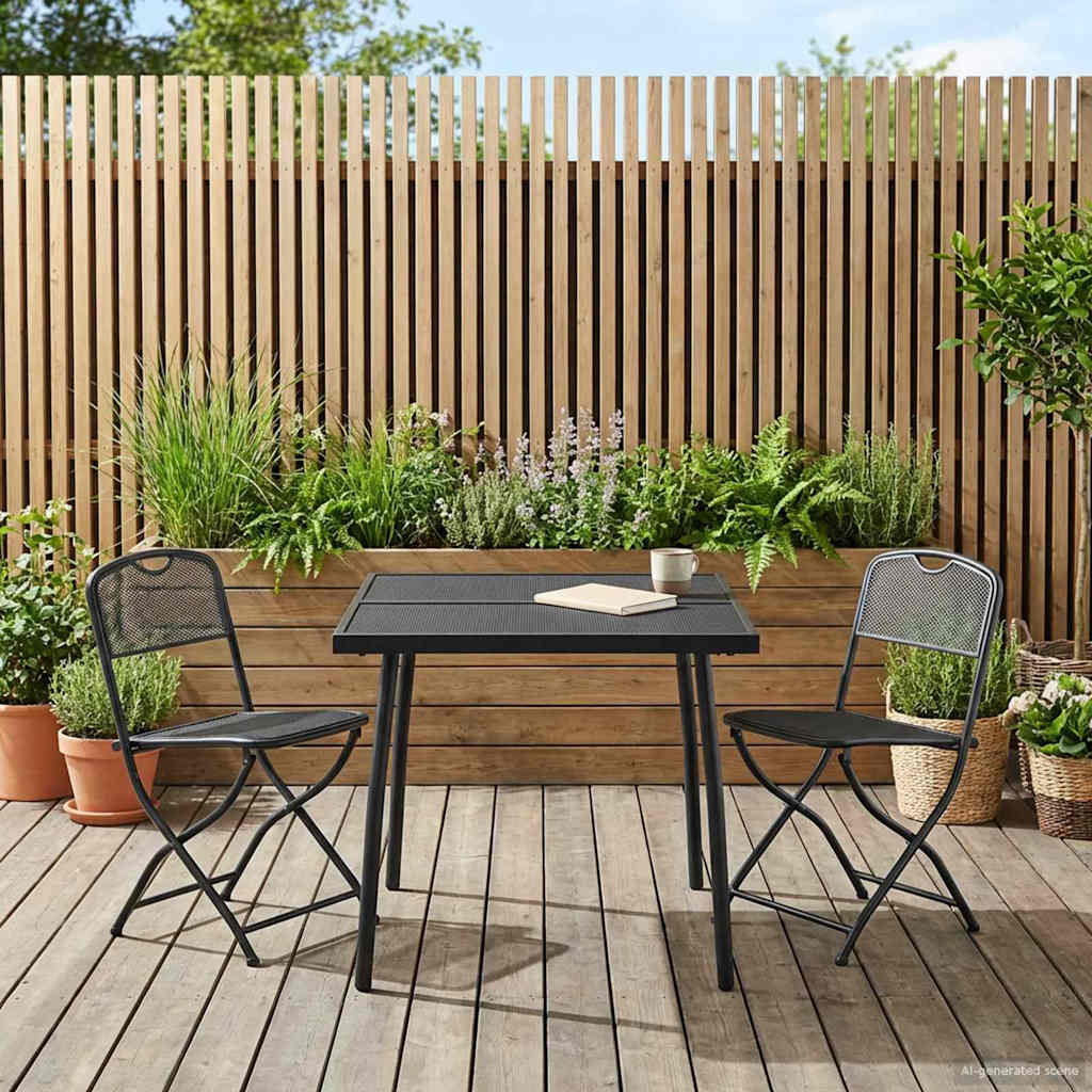 vidaXL Outdoor Furniture Set Folding 3 pcs Anthracite Iron and Steel